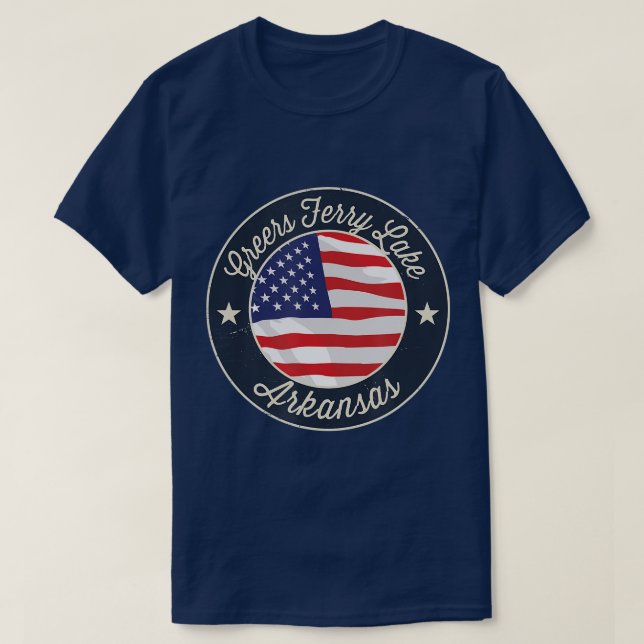 Greers Ferry Lake  Patriotic Arkansas Souvenir  T-Shirt (Design Front)