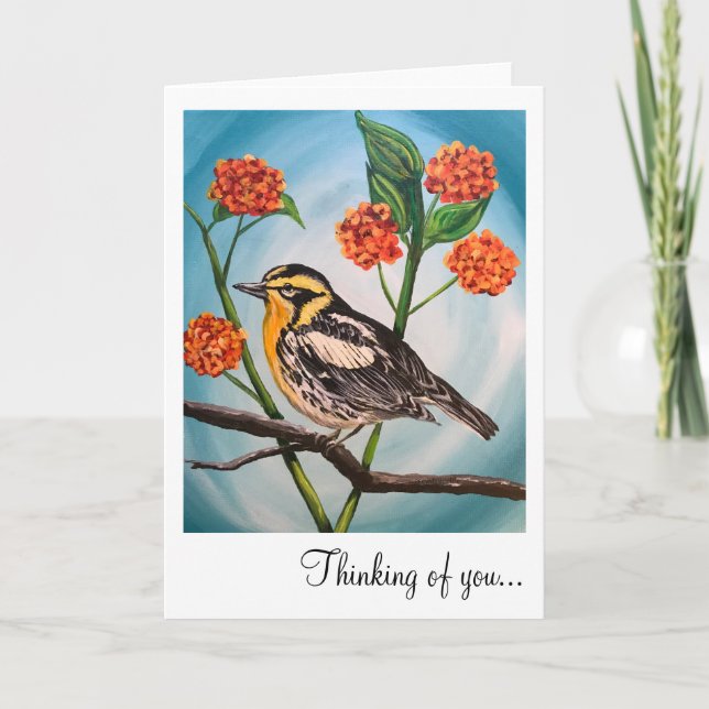 Greeting Card - 5x7 Yellow bird with flowers (Front)