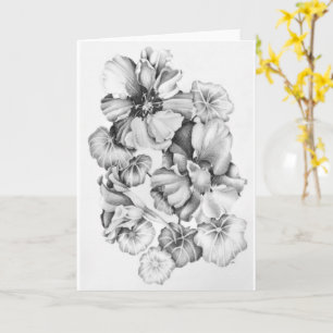 Greeting Card - B&W Nasturtiums