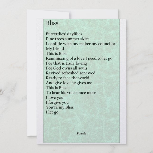 Greeting card "Bliss" (Back)