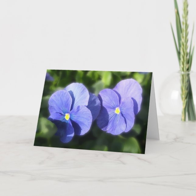 Greeting Card - Blue Pansies (Front)