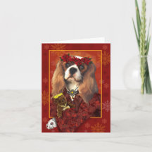 Greeting Card, Christmas Card, Cavalier Spaniel Ho