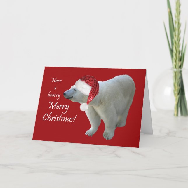 Greeting Card Christmas Polar Bear Santa (Front)