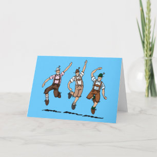 Greeting Card Dancing Bavarian Lederhosen Men