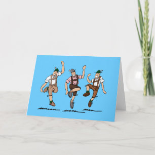 Greeting Card Dancing Bavarian Lederhosen Men