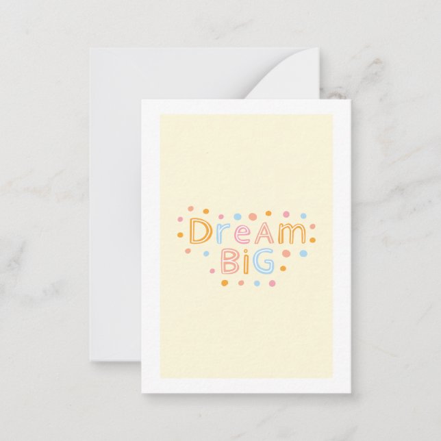 greeting card, dream big, cute thank you card (Front)