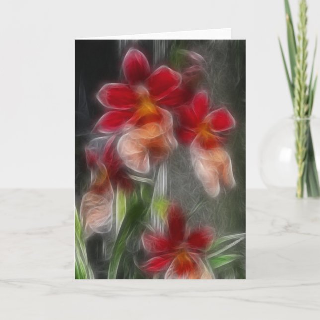 Greeting Card - Floral Abstract in Red (Front)