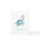Greeting Card For Christmas Watercolor Sea Turtle