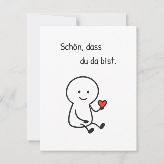 Greeting card 'Glad you're here.' - Line figure (Front)