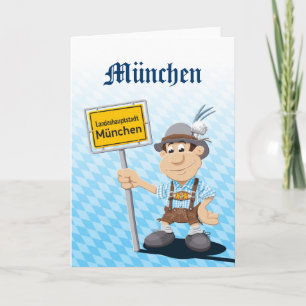 Greeting Card Happy Lederhosen Man Munich Sign