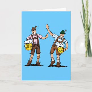 Greeting Card Happy Lederhosen Men Beer Stein