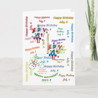 Greeting Card July 4, Birthday