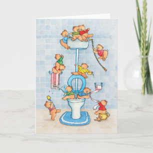 Greeting card "Little Bears on the Toilet"