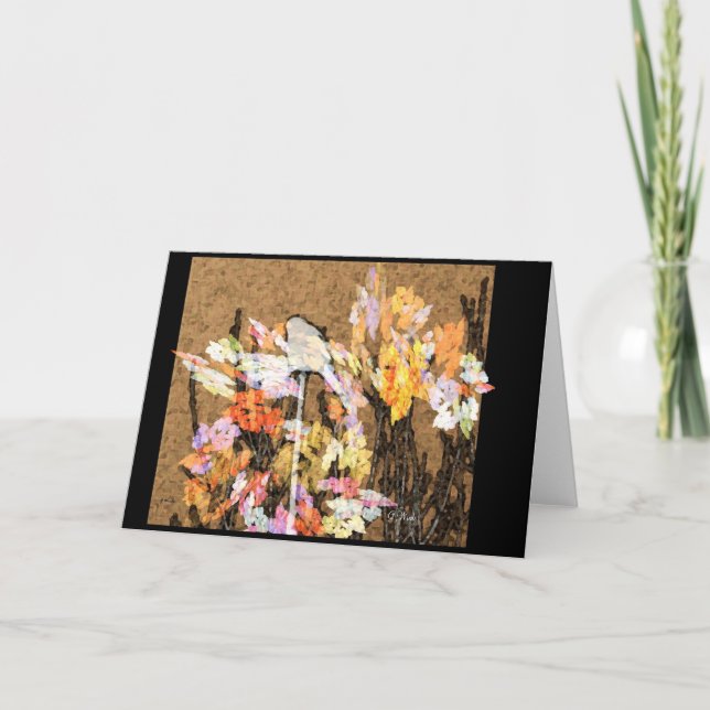 Greeting Card - Little Sparrow on Flower Perch (Front)