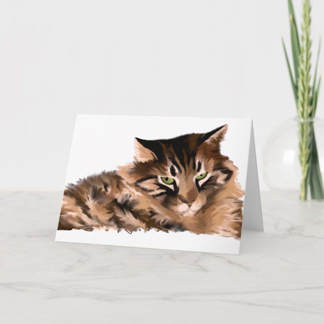 Greeting Card Maine Coon Cat (Front)