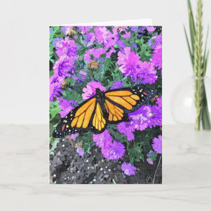 Greeting Card Monarch Purple Asters