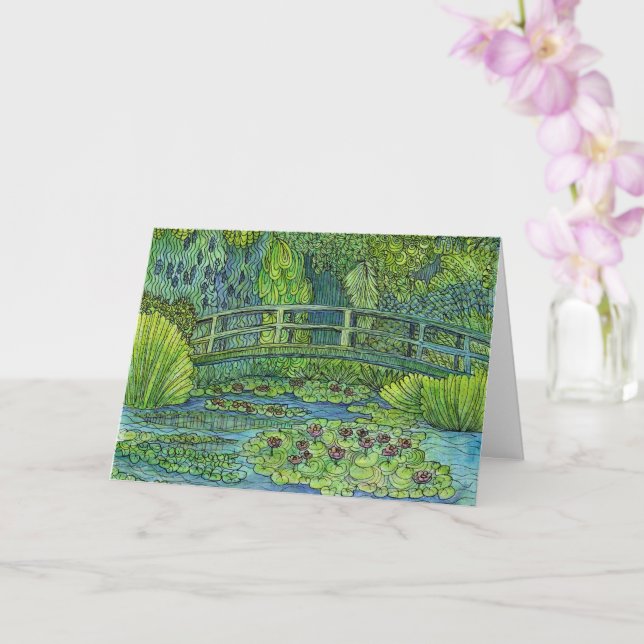 Greeting Card - Monet's Tangled Bridge (Orchid)