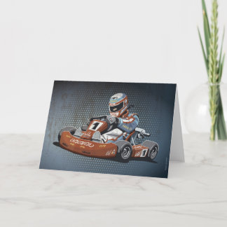 Greeting Card Motor Racing Go-Kart Driver Grunge