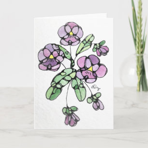 Greeting Card - NGA Watercolor - Purple Pansies #2