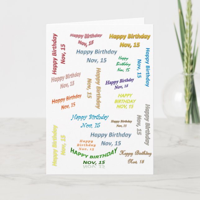 Greeting Card November, 15 Birthday (Front)