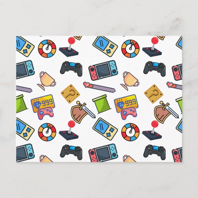 Greeting Card - Pattern of Video Games (Front)