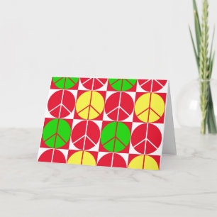 Greeting Card Peace Rasta Chequered Pattern