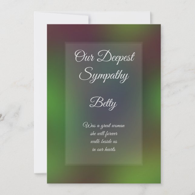Greeting card personalised Sympathy card (Front)