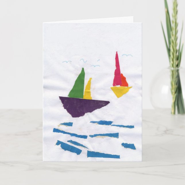 GREETING CARD "Sailboats on the Ocean" by K' Duong (Front)