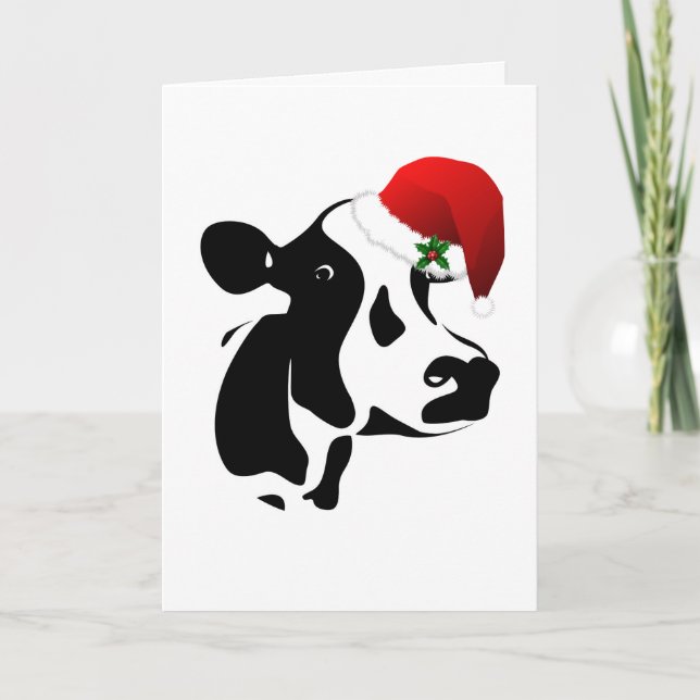 Greeting Card Santa Cow Christmas Card (Front)