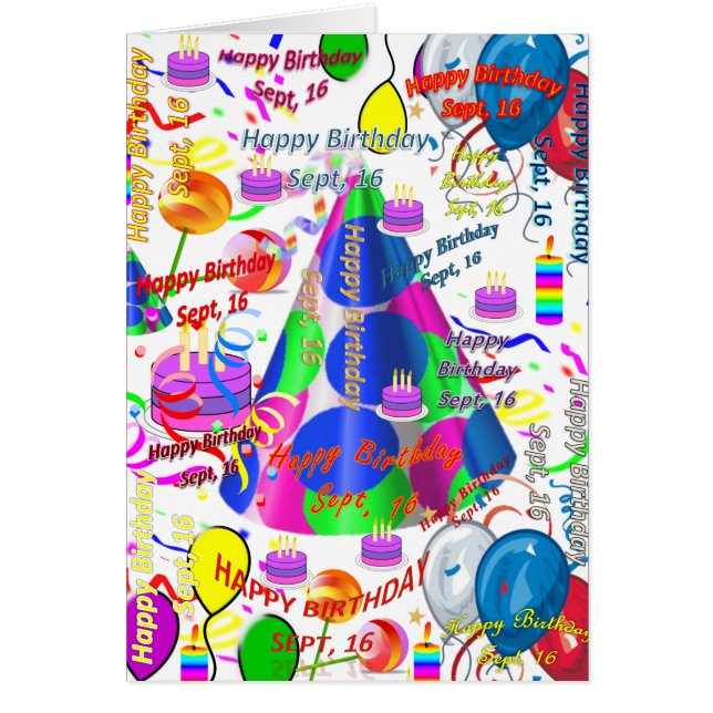 Greeting Card September, 16 Birthday (Front)