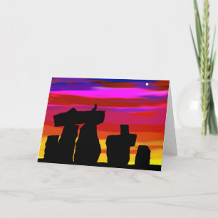 Greeting Card Sunset Henge with coyote