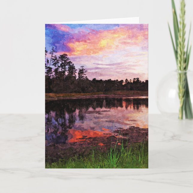 Greeting Card - Sunset on the Pond (Front)