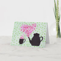 Greeting Card - Teapot and Hearts