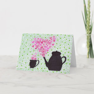 Greeting Card - Teapot and Hearts