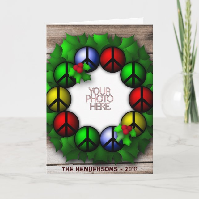 Greeting Card Template Photo Peace Wreath Custom (Front)
