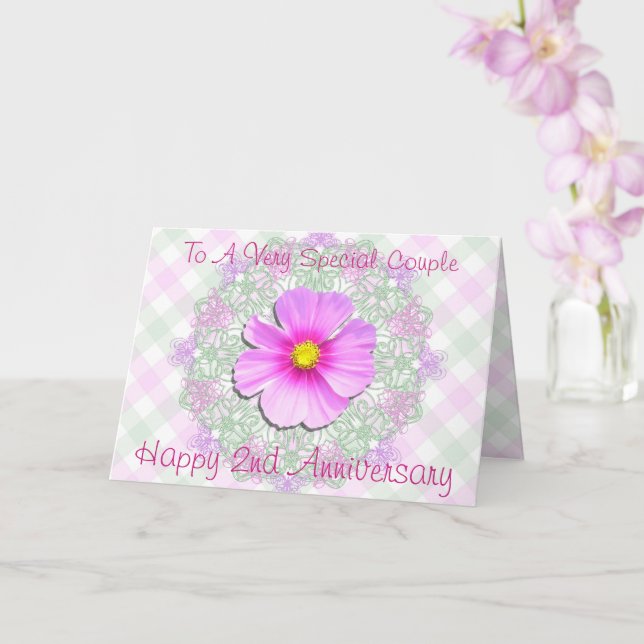 Greeting Card - Two-tone Cosmos - 2nd Anniversary (Orchid)