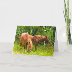 Greeting Card - Two Wild Ponies at Assateague