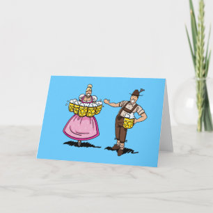 Greeting Card Waitress Lederhosen Man