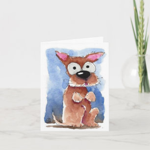 Greeting Card - Whimsical Dog Begging