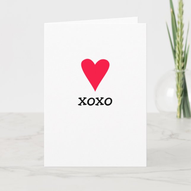 Greeting card with a red heart and xoxo for love (Front)