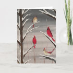 Greeting Card with Cardinals<br><div class="desc">This 5x7 greeting card features a family of cardinals in winter.  The original,  titled "Family Tree, " was painted by artist David Pepper in January 2022.</div>