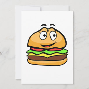 Greeting card with cartoon hamburger