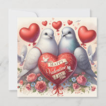 Greeting card with doves in love