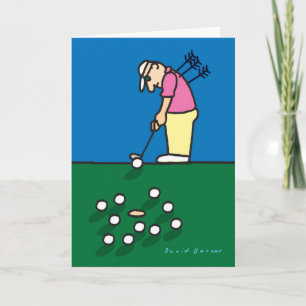Greeting card with golfer illustration