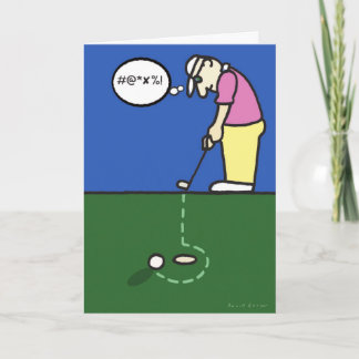 Greeting card with golfer illustration