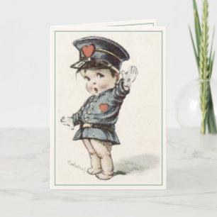 Greeting Card with Illustrated Love Police Baby