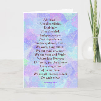 Greeting card with my ABILITIES poem