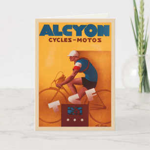 Greeting Card With Vintage Alcyon Bicycle Poster