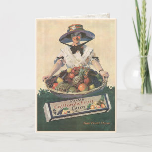 Greeting Card with Vintage California Fruit Lady