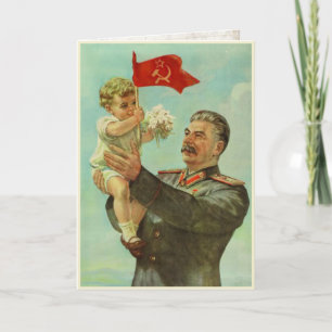 Greeting Card with Vintage Stalin Propaganda Print